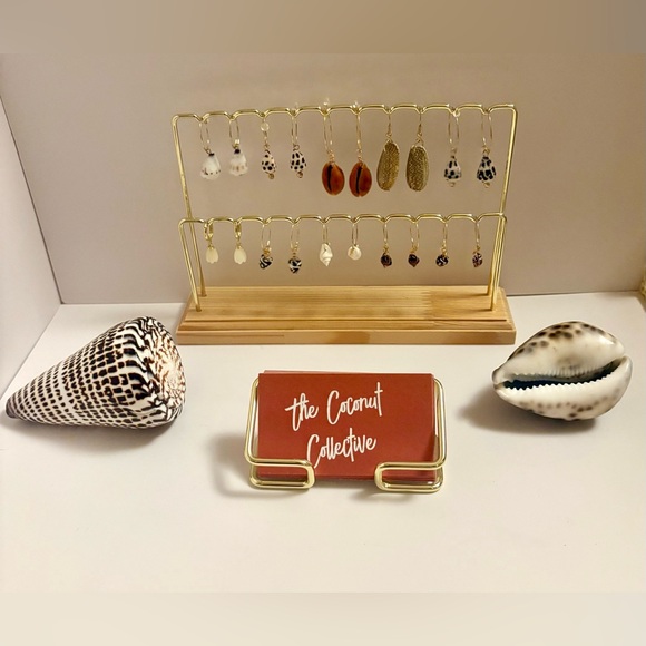 The Coconut Collective Aloha Black Hebrew Cone Gold Earrings NWT! - Picture 4 of 5